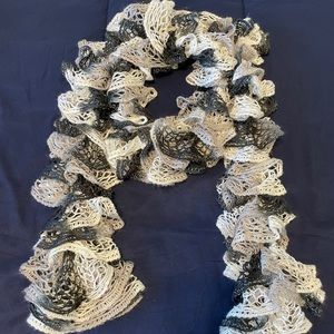 Black, gray, and white homemade scarf!